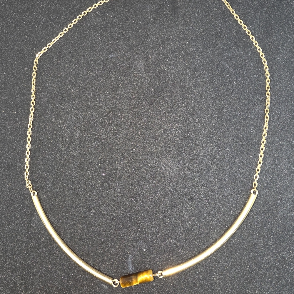 Elegant Gold Necklace with Tiger's Eye 1/20 12kt Gold Filled